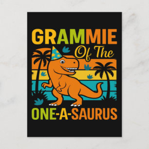 Grammie of the oneasaurus dinosaur birthday party holiday postcard