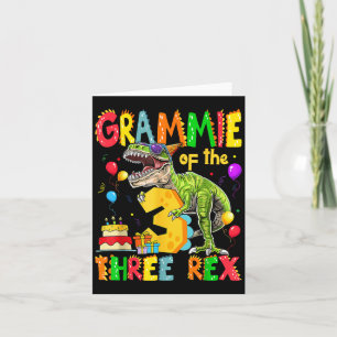 Grammie Of The Three Rex 3rd Birthday Boy Dinosaur Card