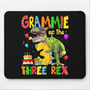 Grammie Of The Three Rex 3rd Birthday Boy Dinosaur Mouse Pad
