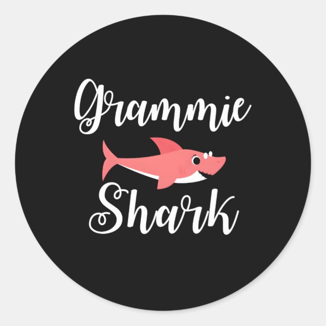 Grammie Shark For Grandma Classic Round Sticker (Front)