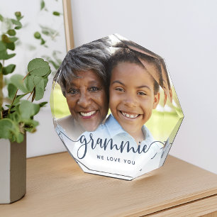 Grammie We Love You   Grandma Script Overlay Photo Block