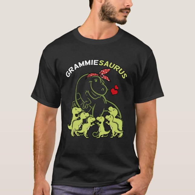 Grammiesaurus Gramma 6 Kids Dinosaur Mother s Day T-Shirt (Front)