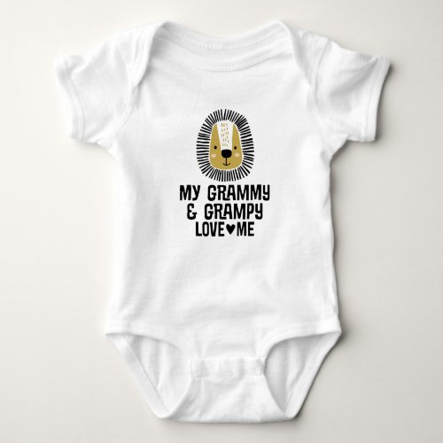 Grammy and Grampy Love Me Grandson Lion Baby Bodysuit