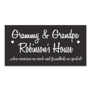 Grammy and Grandpa Family Name Black Wall Plaque