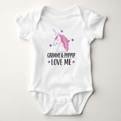Grammy and PopPop Love Me unicorn Baby Bodysuit