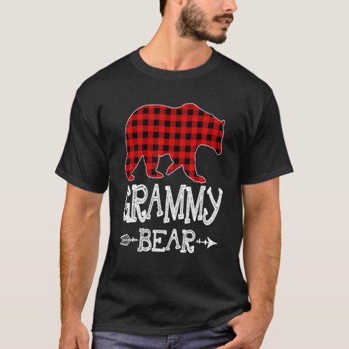 Grammy Bear Christmas Pajama Red Plaid Buffalo Fam T_Shirt