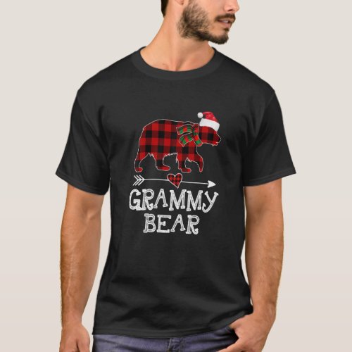 Grammy Bear Christmas Pajama Red Plaid Buffalo Fam T_Shirt