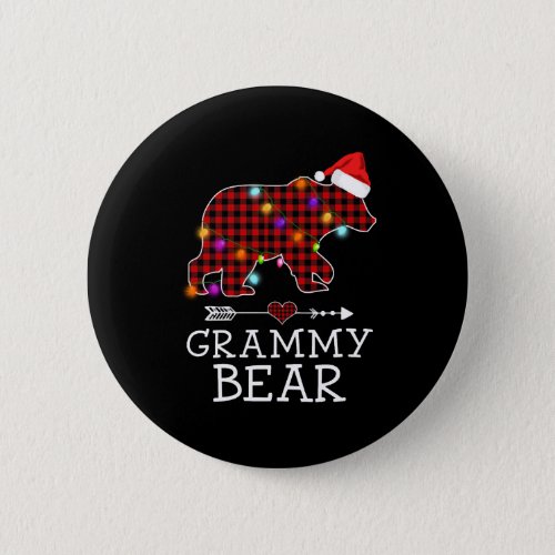 Grammy Bear Christmas Pajama Red Plaid Button