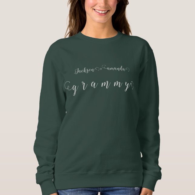 Grammy chic script with grandkids name,grandma sweatshirt (Front)