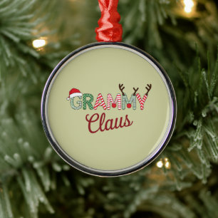 Grammy Claus Christmas Grandma Gift Xmas Metal Ornament