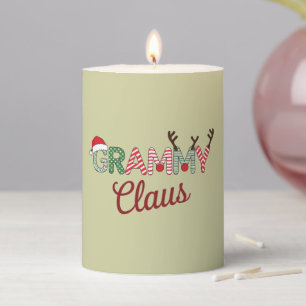 Grammy Claus Christmas Grandma Gift Xmas Pillar Candle