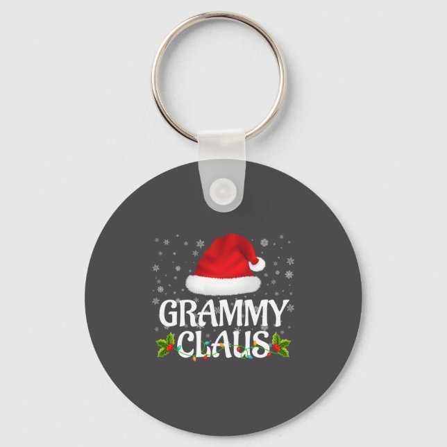 Grammy Claus Christmas Lights Santa Pajama Family  Keychain (Front)