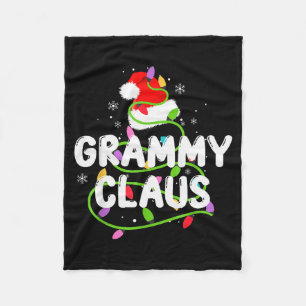 Grammy Claus Funny Christmas Lights Pajama Family Fleece Blanket