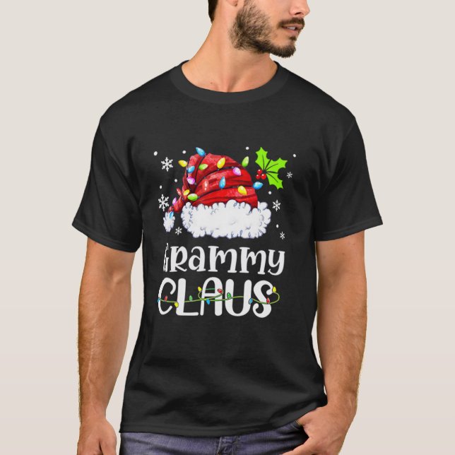 Grammy Claus Santa s Hat Light Snow Xmas T-Shirt (Front)