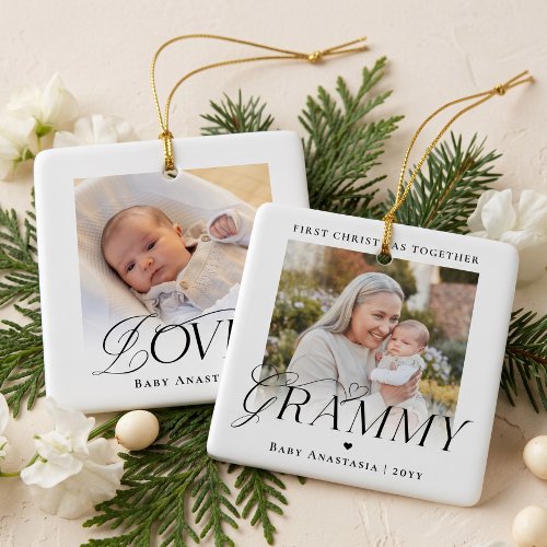 Grammy First Christmas Grandchild Photo Keepsake Ceramic Ornament