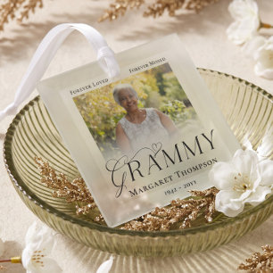 Grammy In Loving Memory Memorial Photo Keepsake Glass Ornament