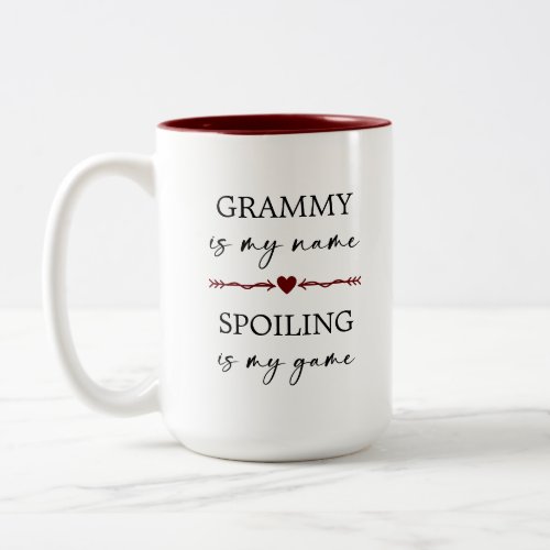Grammy is my Name Spoiling is my Game Photo Gift Two_Tone Coffee Mug