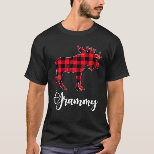 Grammy Moose Buffalo Plaid Red Christmas Pajama Fa T_Shirt
