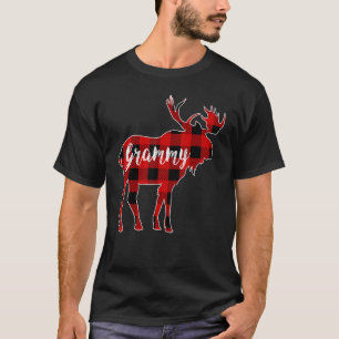 Grammy Moose Red Buffalo Plaid Matching Family Chr T-Shirt