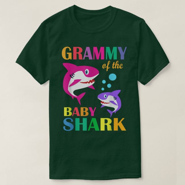 Grammy Of The Baby Birthday Shark Grammy Shark Mot T-Shirt (Design Front)