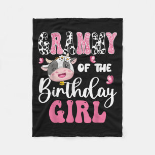 Grammy Of The Birthday Girl Farm Cow 1st Birthday Fleece Blanket