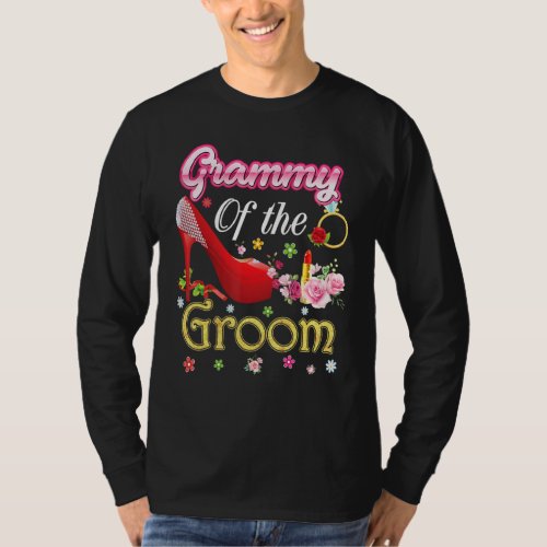 Grammy Of The Groom Happy Wedding Flower Pink Shoe T_Shirt