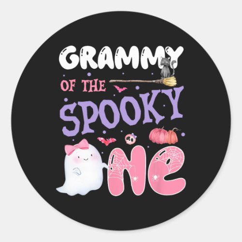 Grammy Of The Spooky One 1st Birthday Halloween Pi Classic Round Sticker