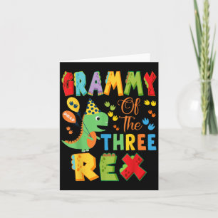 Grammy Of The Three Rex 3rd Birthday Boy Dinosaur Card