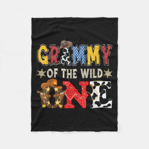 Grammy Of The Wild One 1st Birthday Boy Western Co Fleece Blanket