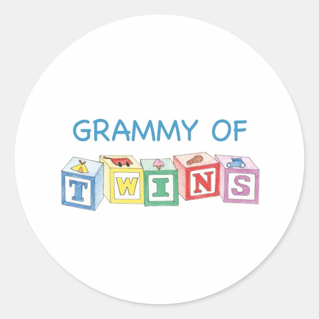  Grammy of Twins Blocks Classic Round Sticker (Front)