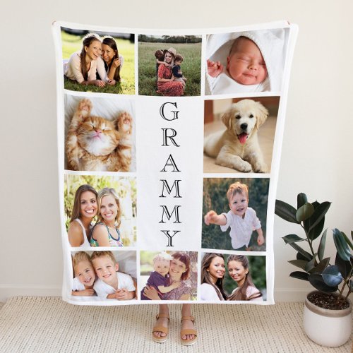 Grammy Photo Collage Personalized Sherpa Blanket