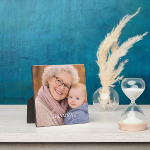 Grammy Photo Established Year Modern Heart Plaque