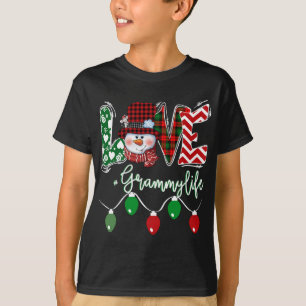 Grammy Snowman Love Grammy Life Christmas Red Plai T-Shirt