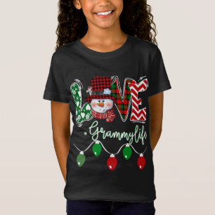 Grammy Snowman Love Grammy Life Christmas Red Plai T-Shirt