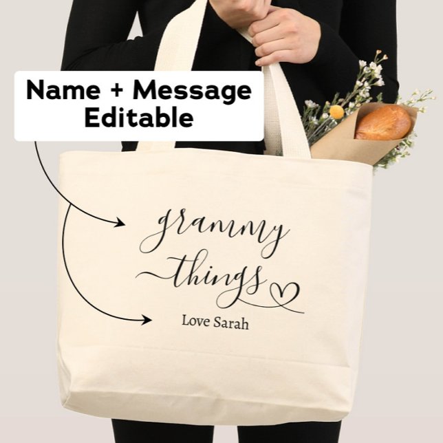 Grammy Things Custom Gift from Grandkids Large Tote Bag (Creator Uploaded)