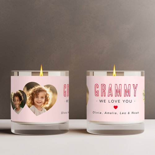 Grammy we love you photo hearts pink red valentine scented candle