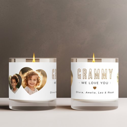 Grammy we love you photo hearts white scented candle