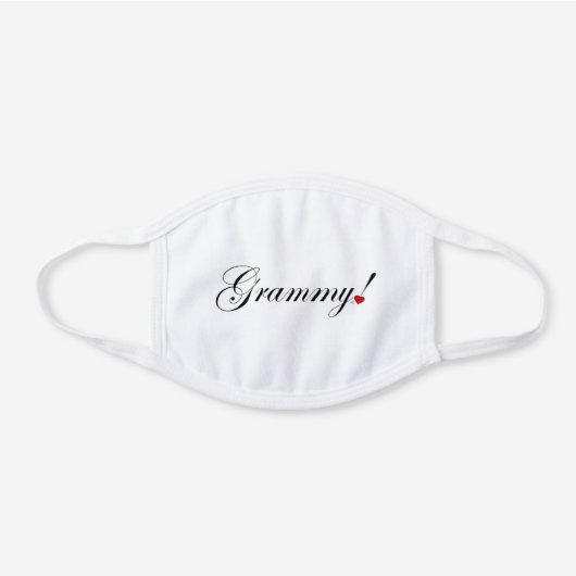 Grammy White Cotton Face Mask (Front)