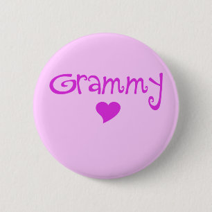 Grammy With Heart Purple Pinback Button