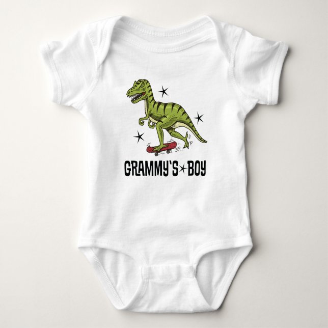 Grammys Boy Grandson Dinosaur Baby Bodysuit (Front)