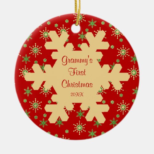 Grammys First Christmas Red Snowflake Ornament