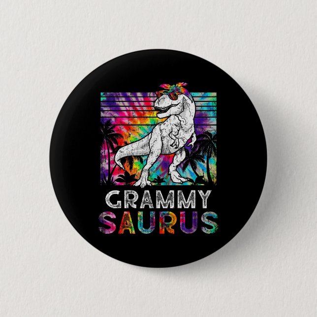 Grammysaurus Dinosaur Grammy Saurus Family Matchin Button (Front)