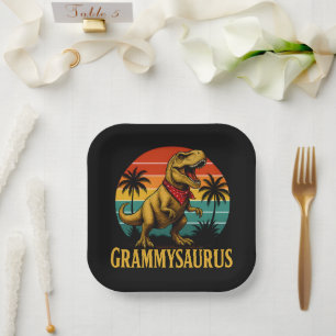 Grammysaurus T Rex Dinosaur Grammy Mothers Day Paper Plates