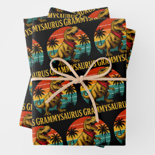 Grammysaurus T Rex Dinosaur Grammy Mothers Day Wrapping Paper Sheets