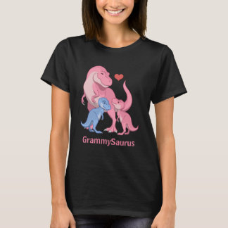 GrammySaurus T-Rex with Baby Boy & Girl Dinosaurs T-Shirt