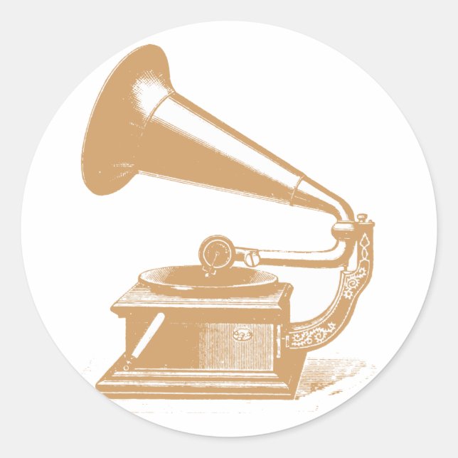 gramophone customizable design classic round sticker (Front)