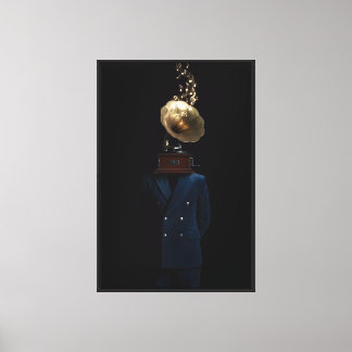 Gramophone Head Gentleman Canvas Print