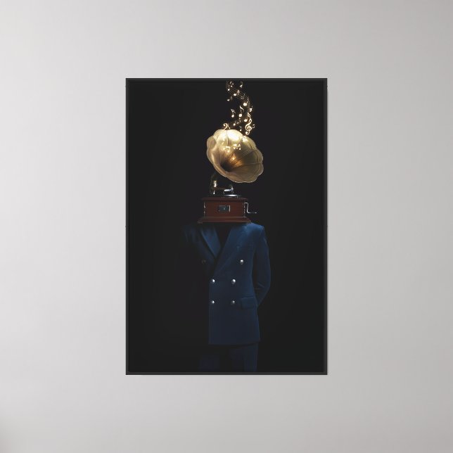 Gramophone Head Gentleman Canvas Print (Front)