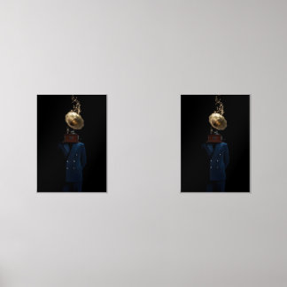 Gramophone Head Gentleman Canvas Print Wall Art Sets