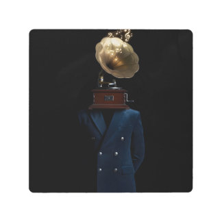 Gramophone Head Gentleman Metal Print